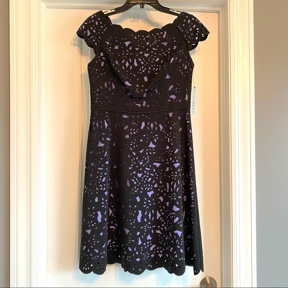 Nue by Shani blue/purple and black laser cut dress - Picture 6 of 16